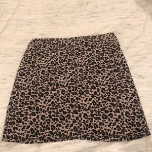 LOFT Petites Leopard Print Mini Skirt Lined Back Zipper